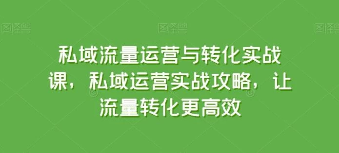 私域流量运营与转化实战课,私域运营实战攻略,让流量转化更高效