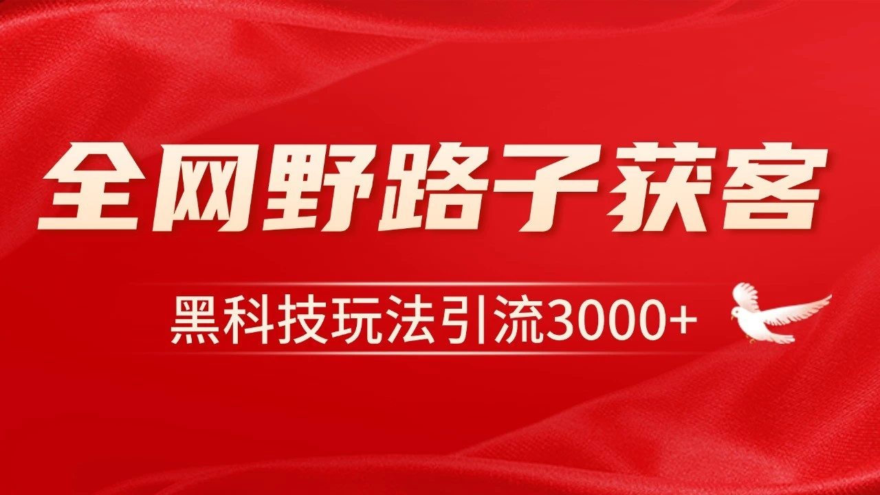 电商引流获客野路子全平台暴力截流获客日引500+