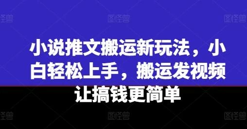 小说推文搬运新玩法,小白轻松上手,搬运发视频让搞钱更简单