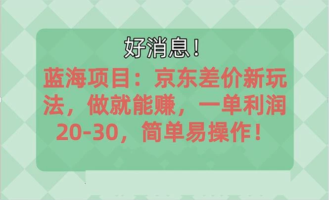 越早知道越能赚到钱的蓝海项目:京东大平台操作,一单利润20-30,简单...