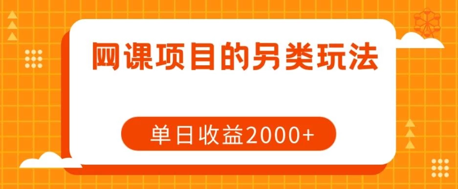 网课项目的另类玩法,单日收益2000+【揭秘】