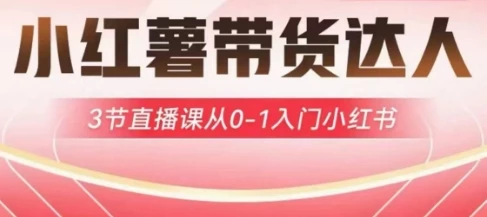 小红薯达人带货启航计划,3节直播课从0-1入门小红书