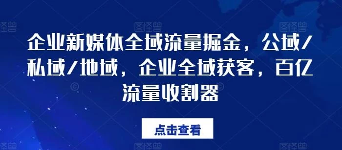 企业新媒体全域流量掘金,公域/私域/地域,企业全域获客,百亿流量收割器