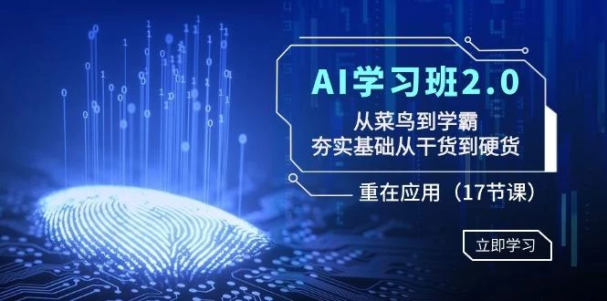 AI学习班2.0:从菜鸟到学霸,夯实基础从干货到硬货,重在应用(17节课)