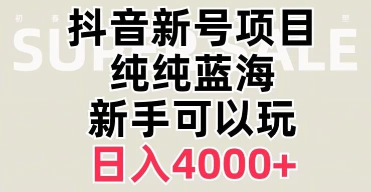 抖音蓝海赛道,必须是新账号,日入4000+【揭秘】