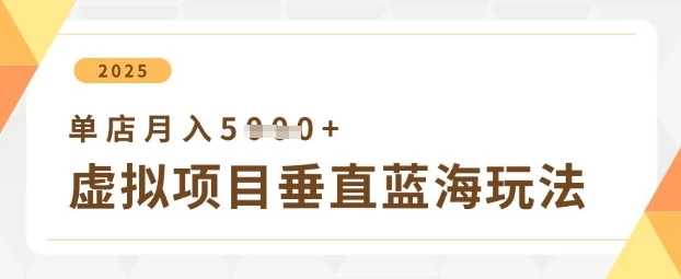 虚拟项目垂直玩法,实现单店月入5k+