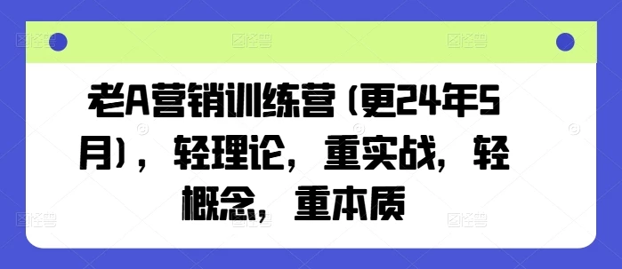 老A营销训练营(更25年1月),轻理论,重实战,轻概念,重本质
