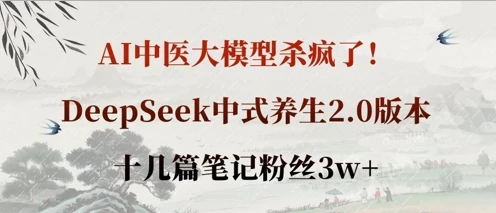 AI中医大模型杀疯了！DeepSeek中式养生2.0版本，十几篇笔记粉丝3w+