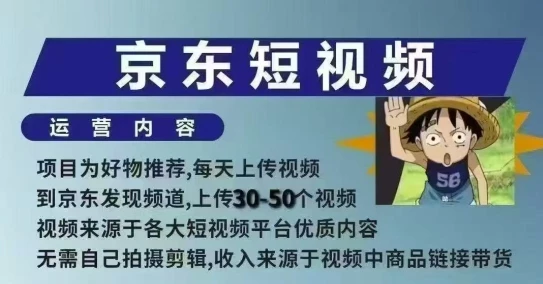 京东短视频带货课,无需自己拍摄剪辑,保姆式教学,两天快速上手
