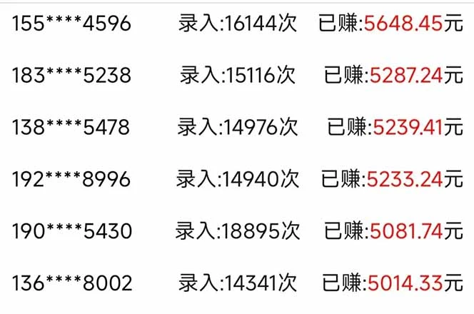 信息录入，几秒一单，只需一部手机，小白轻松上手，日入500＋