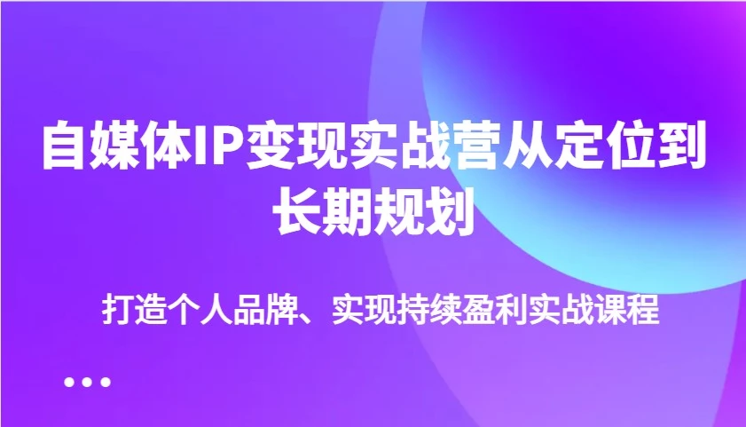 自媒体IP变现实战营从定位到长期规划,打造个人品牌、实现持续盈利实战课程