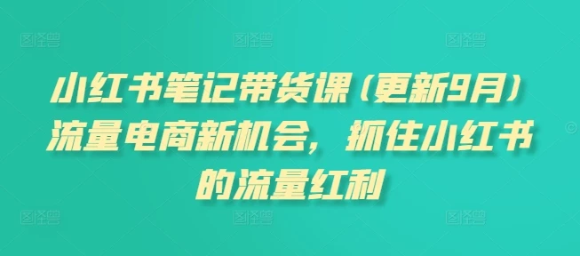 小红书笔记带货课(更新25年3月)流量电商新机会,抓住小红书的流量红利