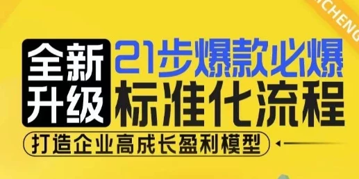 21步爆款必爆标准化流程,全新升级,打造企业高成长盈利模型