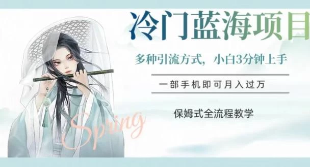 冷门蓝海项目,操作简单,小白3分钟上手,多种引流方式,保姆式全流程教学【揭秘】