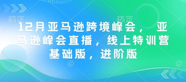 12月亚马逊跨境峰会, 亚马逊峰会直播,线上特训营基础版,进阶版