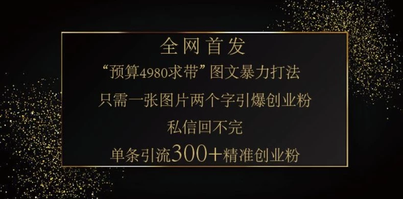 小红书神奇图片引流法,只需一张图,就能单条笔记凭借此方法,轻松引流 300 + 精准创业粉