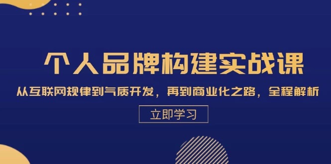 个人品牌构建实战课:从互联网规律到气质开发,再到商业化之路,全程解析