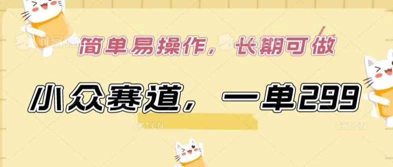 小众赛道,一单299.简单易操作,长期可做【揭秘】