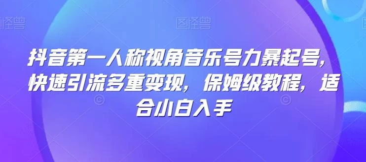 抖音第一人称视角音乐号力暴起号,快速引流多重变现,保姆级教程,适合小白入手