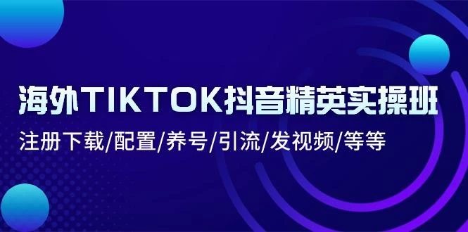 海外TIKTOK抖音精英实操班:注册下载/配置/养号/引流/发视频/等等