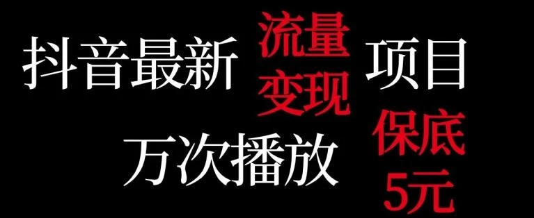 抖音流量变现,万次播放保底5元,额外收入