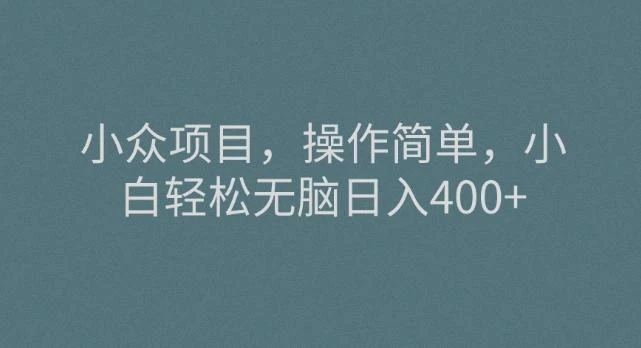 小众项目,操作简单,小白轻松无脑日入400+