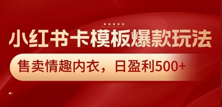 小红书卡模板爆款玩法,售卖情趣内衣,日盈利500+【揭秘】