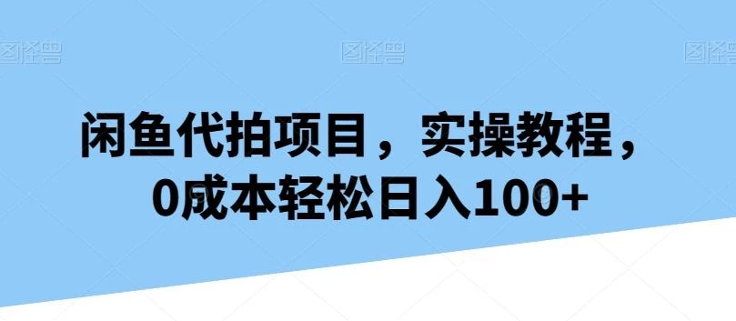 闲鱼代拍项目,实操教程,0成本轻松日入100+