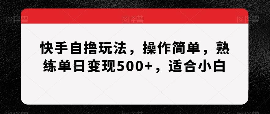 快手自撸玩法,操作简单,熟练单日变现500+,适合小白【揭秘】
