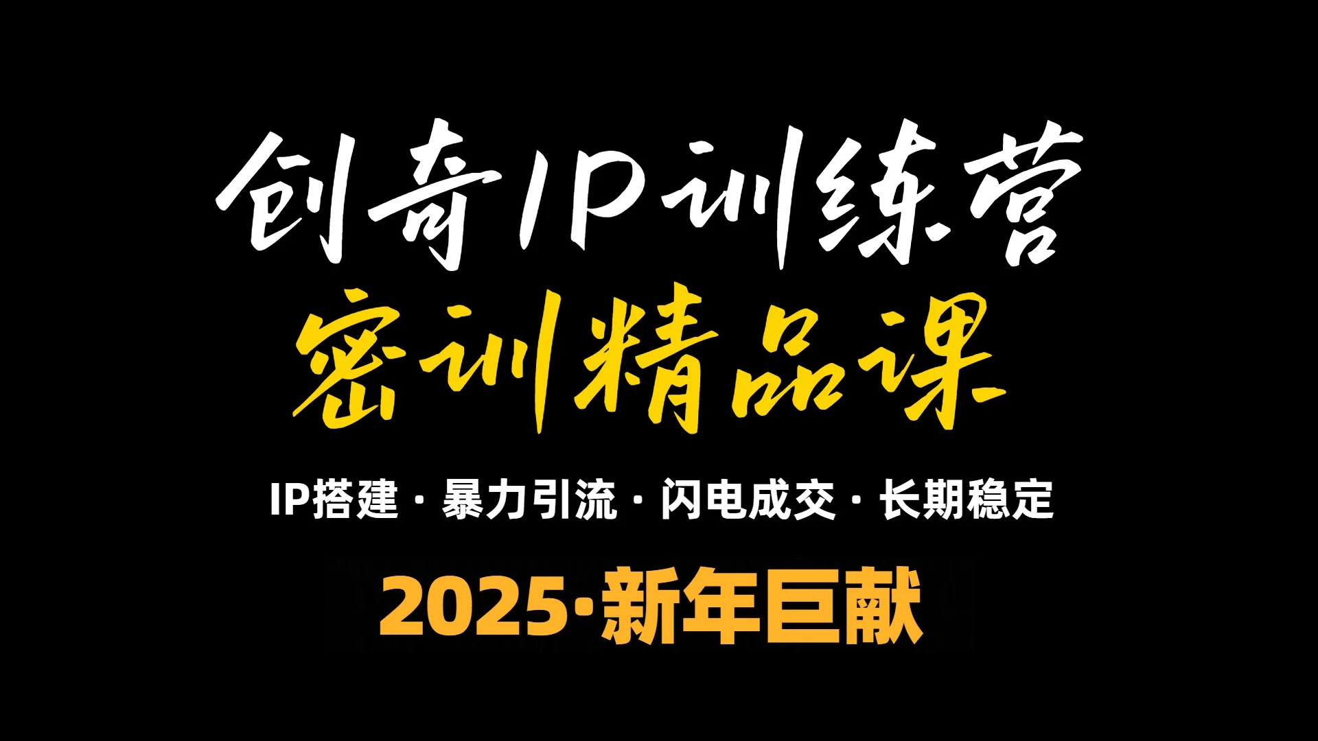 2025年“知识付费IP训练营”小白避坑年赚百万,暴力引流,闪电成交