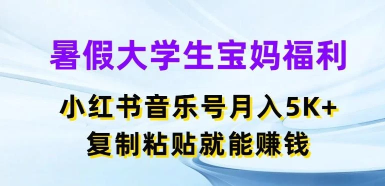 暑假大学生宝妈福利,小红书音乐号月入5000+,复制粘贴就能赚钱【揭秘】