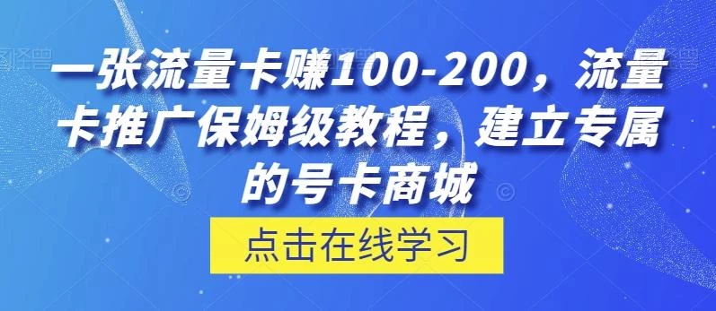 一张流量卡赚100-200,流量卡推广保姆级教程,建立专属的号卡商城