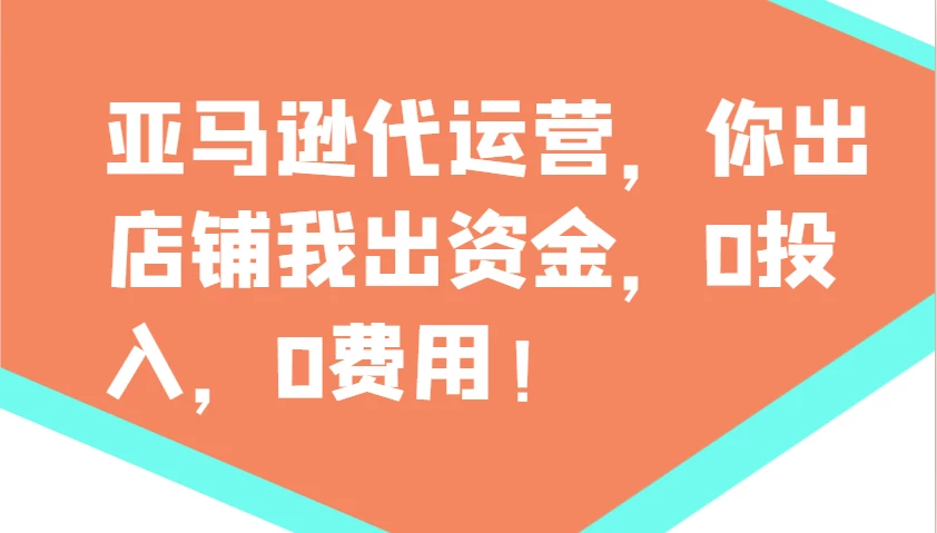 亚马逊代运营,你出店铺我出资金,0投入,0费用,无责任每天300分红,赢亏我承担