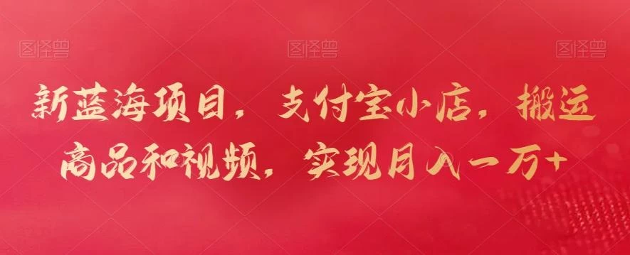 新蓝海项目,支付宝小店,搬运商品和视频,实现月入一万+【揭秘】