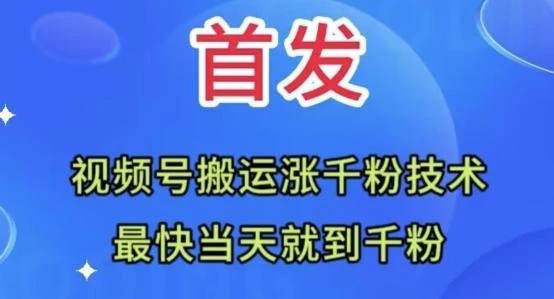 全网首发:视频号无脑搬运涨千粉技术,最快当天到千粉【揭秘】