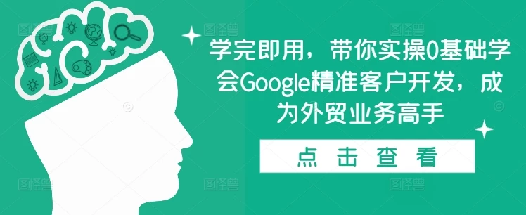 学完即用,带你实操0基础学会Google精准客户开发,成为外贸业务高手
