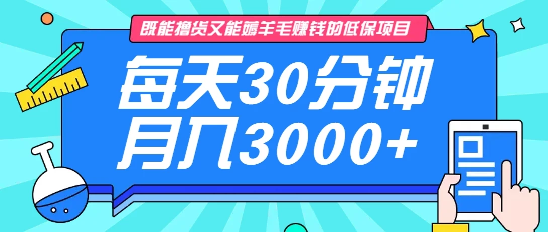 既能撸货又能赚钱的长期低保项目,每天30分钟,多号百分百稳定月入3000+!