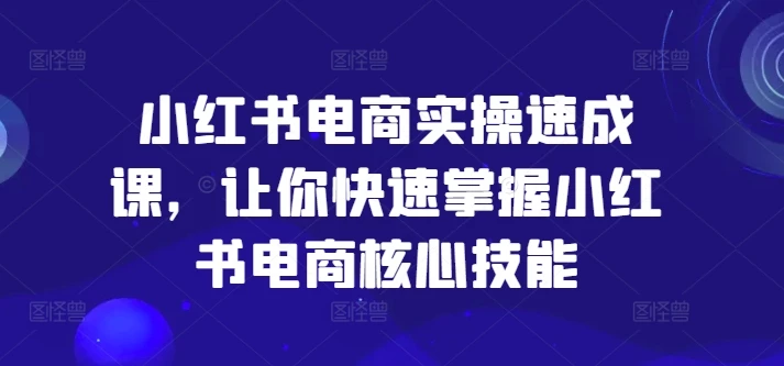 小红书电商实操速成课,让你快速掌握小红书电商核心技能