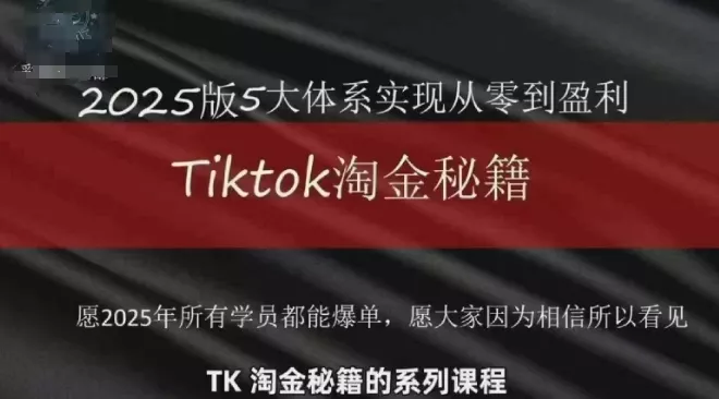 TikTok跨境2025淘金秘籍，​2025TikTok从0到盈利变现