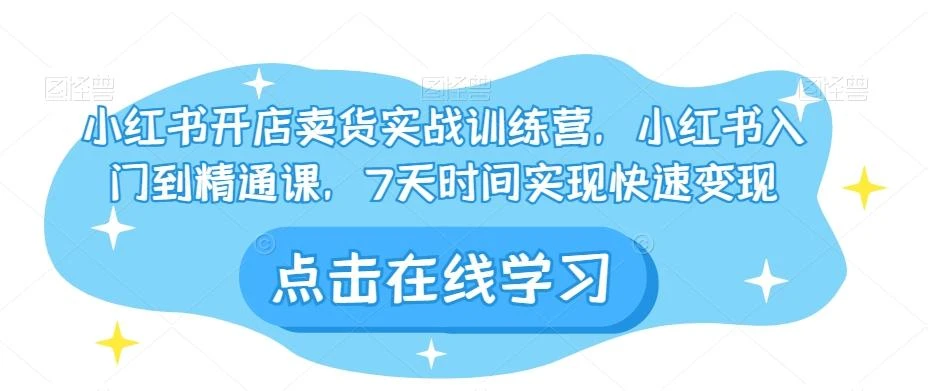 小红书开店卖货实战训练营,小红书入门到精通课,7天时间实现快速变现