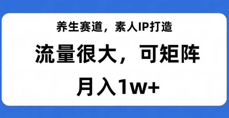 养生赛道，素人IP打造，流量很大，可矩阵，月入1w+【揭秘】