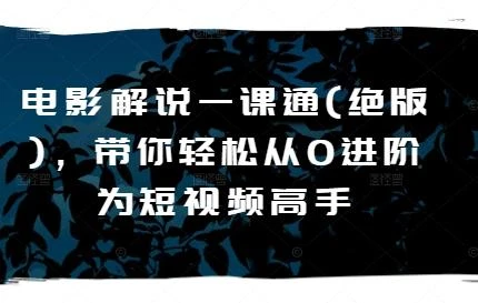 电影解说一课通(绝版),带你轻松从0进阶为短视频高手