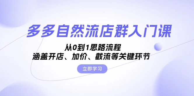 多多自然流店群入门课,从0到1思路流程,涵盖开店、加价、截流等关键环节