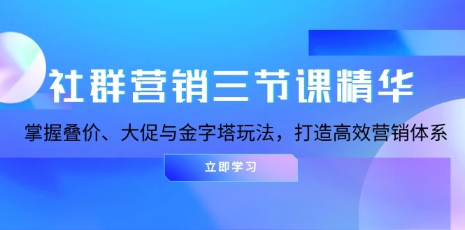 社群营销三节课精华:掌握叠价、大促与金字塔玩法,打造高效营销体系