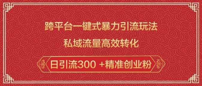 跨平台一键式暴力引流玩法,私域流量高效转化日引流300 +精准创业粉