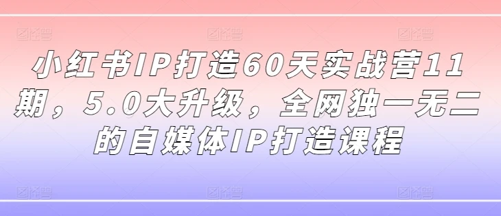小红书IP打造60天实战营11期,5.0大升级,全网独一无二的自媒体IP打造课程