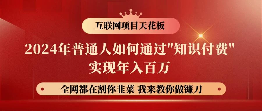 2024年普通人如何通过\\\"知识付费\\\"月入十万年入百万，实现财富自由
