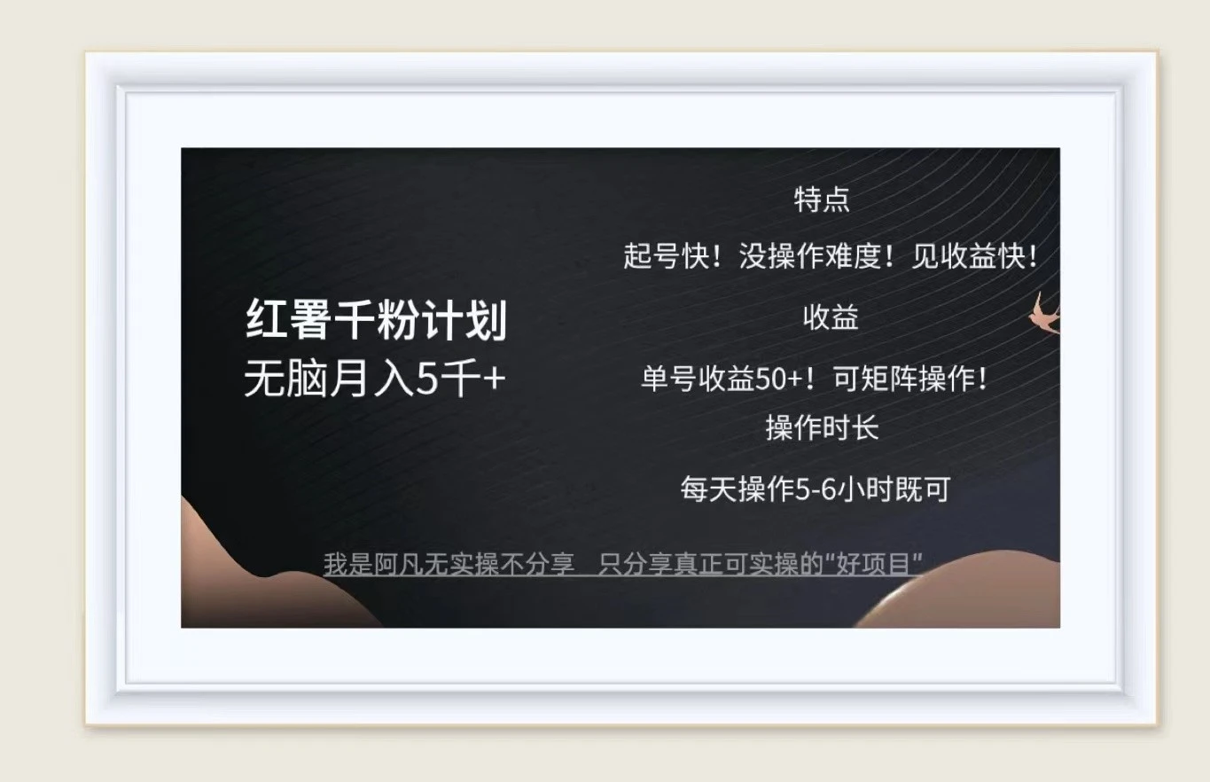红薯千粉计划无脑月入5千+!既做既赚!