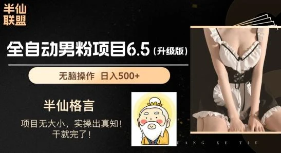 男粉项目6.5升级版,全自动男粉项目,日收入1K+【揭秘】
