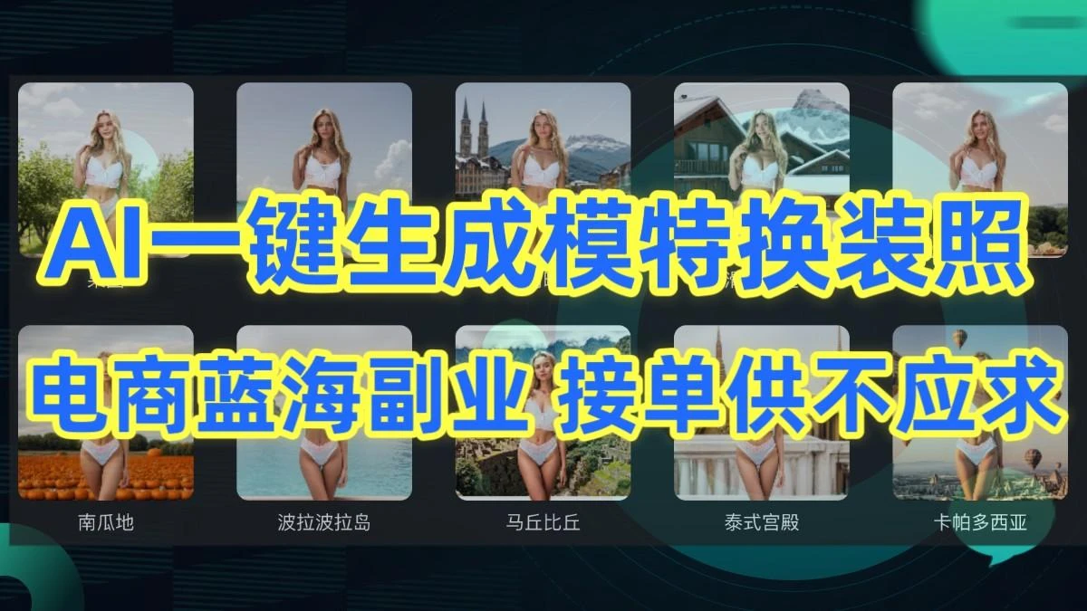 AI制作一键生成模特换装照,电商蓝海副业,接单供不应求